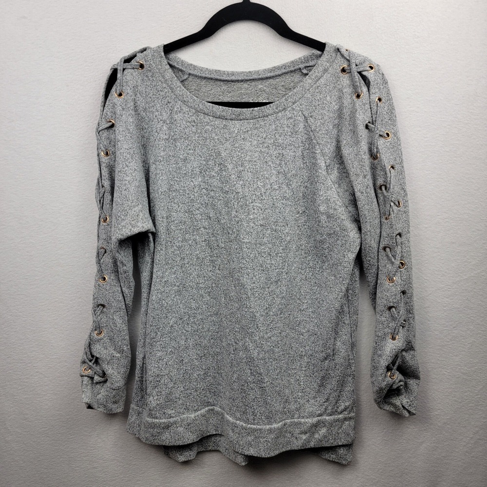 Alya Grey Laced Sleeves Sweater Women's Size M